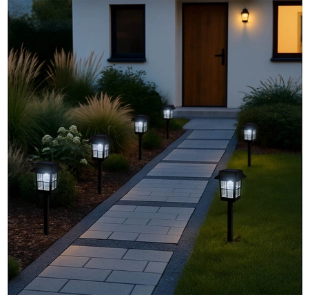 Lampa Solarna Ogrodowa LED Słupek Wbijana Czujnik Zmierzchu Do Ogrodu 6000K LSOL-057 LEDLUX