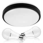 Zestaw Plafon Lampa Sufitowa LX- 924 Biały-Czarny + 2x Żarówka LED E27 A60 10W = 100W 1000lm 4000K LEDLUX