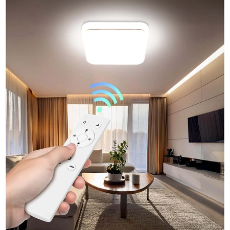 Lampa Sufitowa Plafon Panel LED 18W Kwadrat biała ciepła neutralna zimna 3000K-6000K + PILOT LX-911 LEDLUX
