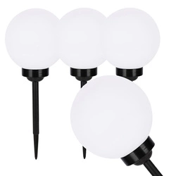 4x Lampa Solarna LED biała kula 10cm LSOL-001 LEDLUX