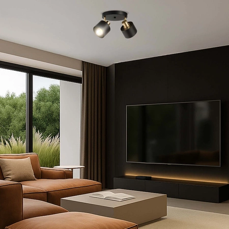 Lampa Sufitowa Żyrandol Plafon Czarna złota E27 Nowoczesna LED LX-1434