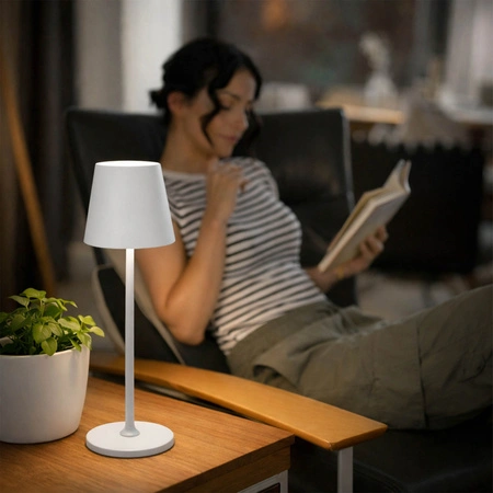 Lampa wewnętrzna zewnętrzna Lampka na taras ogródek stół LED USB Bezprzewodowa Biała LB-001 WHITE