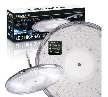Lampa przemysłowa LED UFO High Bay 150W 15000lm hermetyczna do magazynu 150W NW LEDLUX