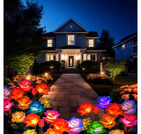 4x Lampa solarna LED ogrodowa wbijana KWIAT ROŻA KOLOROWE Róże LEDLUX LSOL-048 LEDLUX