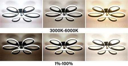 Lampa Sufitowa Wisząca LED Kwiatek LX- 934 90W+ Pilot Czarna 3000k-6000k LEDLUX
