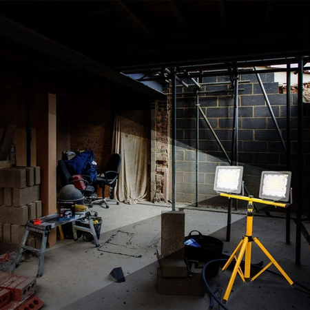 Halogen LED Statyw Budowlany Naświetlacz 2x50W / 100W 10000lm Przewód Mufa barwa biała neutralna LEDLUX