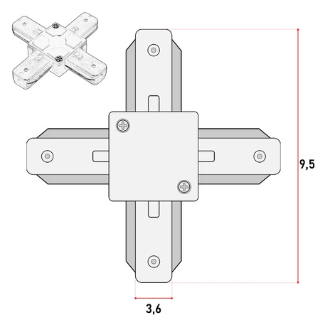 Łącznik Krzyżowy do Szyn Oświetleniowych LED Typ X Biały LEDLUX