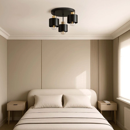 Lampa Sufitowa LX- 1020 Czarna + Złoto 3x E27 LEDLUX