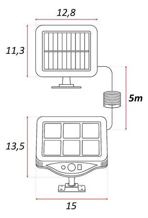LAMPA LED Z PANELEM SOLARNYM NAŚWIETLACZ Z CZUJNIKIEM RUCHU IP44 + PILOT LSOL-036 LEDLUX