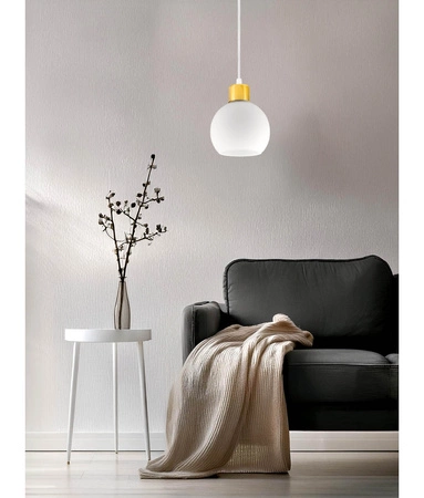 Lampa sufitowa zwis biała złota 1x E27 nowoczesna LX-1063 LEDLUX