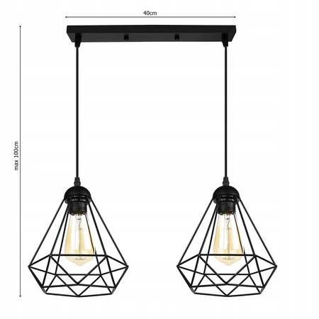 Lampa Wisząca LX- 1051 Czarna 2x E27 LEDLUX