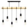 Lampa Wiszaca LX- 1321 Czarna + Drewno 6x E27 LEDLUX