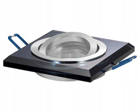 Zestaw 6x Oprawa Halogenowa Szklana LX-6002 Czarna Kwadratowa + Żarówka GU10 4,5W biała neutralna LEDLUX