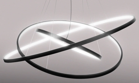 Lampa Sufitowa Wisząca LED Trzy Okręgi LX- 932 90W Czarna biała neutralna LEDLUX