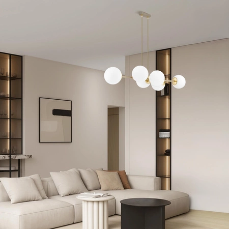 Lampa Wisząca Sufitowa Plafon Żyrandol Beżowa Ecru Kaszmir Loft Edison 6x E27 LX1403