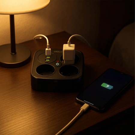 Przedłużacz Listwa Zasilająca Sieciowa 3 Gniazda 230V 3M 4x USB Ładowarka