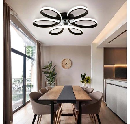 Lampa Sufitowa Wisząca LED Kwiatek LX- 934 90W+ Pilot Czarna 3000k-6000k LEDLUX