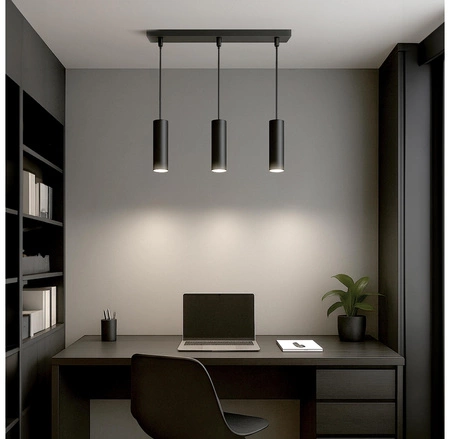 Lampa Sufitowa wisząca LED Tuba Czarna LEDLUX nowoczesna Gu10 MODERN LX-1356 Czarna 3x GU10 LEDLUX