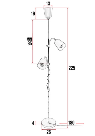 Lampa Podłogowa stojąca 3xE27 nowoczesna Czarna Regulowana do salonu Loft LPD-006 WHITE E27 LEDLUX