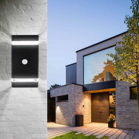 Kinkiet Ogrodowy Lampa Elewacyjna Zewnętrzna LX- 9110 PIR Czarna LEDLUX