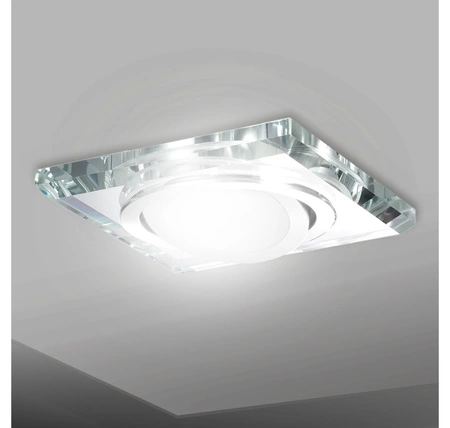 Zestaw 6x Oprawa Halogenowa Szklana LX-6002 Lustrzana Kwadratowa + Żarówki GU10 12W biała ciepła LEDLUX