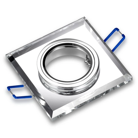 Zestaw 6x Oprawa Halogenowa Szklana LX-7005 Lustrzana Kwadratowa + Żarówka LED GU10 6,5W biała neutralna LEDLUX