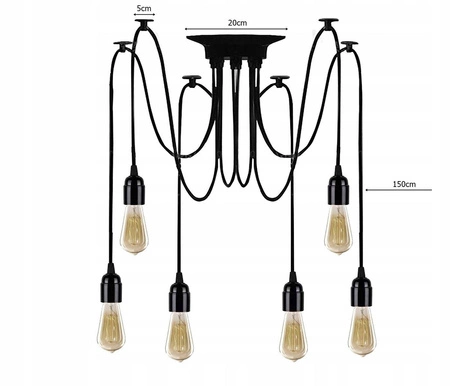 Lampa Wisząca LX- 1050 Czarna 6x E27 LEDLUX