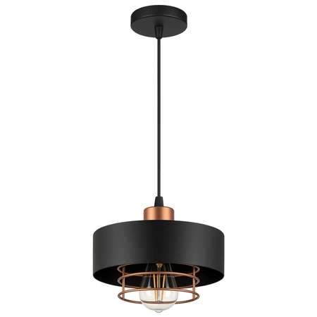 Lampa Wisząca LX- 1187 Czarna + Miedź 1x E27 LEDLUX