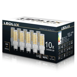 10x Żarówka LED G9 6W = 60W 580lm 3000K biała ciepła LEDLUX