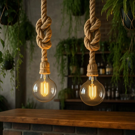 Lampa WISZĄCA sufitowa Oprawa żarówki Lina konopna BOHO 90cm SZNUR jutowy LX1435