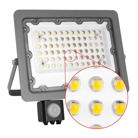 Halogen reflektor naświetlacz LED 50W z czujnik ruchu zmierzchu zewnetrzny LNA-03 PIR biała neutralna LEDLUX