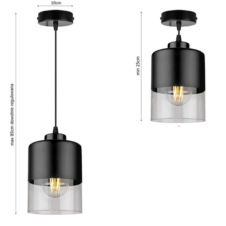 Lampa Wisząca LX- 1274 Czarna 1x E27 LEDLUX