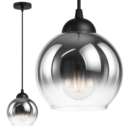 Lampa sufitowa wisząca LED szklana kula dymione szkło E27 GLAMOUR LX1328