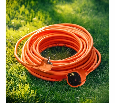 PRZEDŁUŻACZ OGRODOWY DO LAMPEK KOSIARKI BUDOWLANY GRUBY SZNUR 20m Orange LEDLUX
