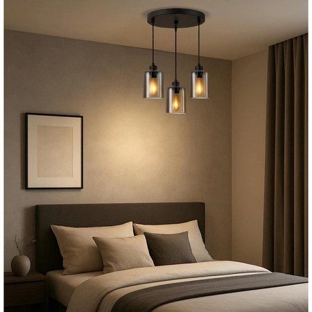 Lampa sufitowa wisząca Żyrandol PLAFON LED szklane klosze GLAMOUR LX1070 BLACK 3x E27 LEDLUX