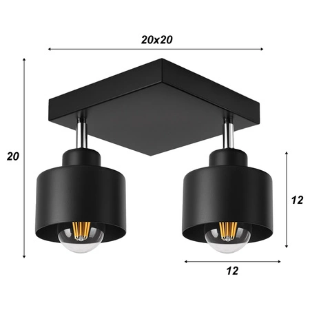 Lampa Sufitowa LX-1130 Czarna 2x E27 LEDLUX