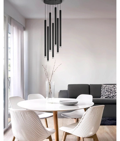 Lampa Sufitowa Wisząca Plafon Żyrandol Tuba Sopel Czarna 7x G9 Modern LX-1175 LEDLUX