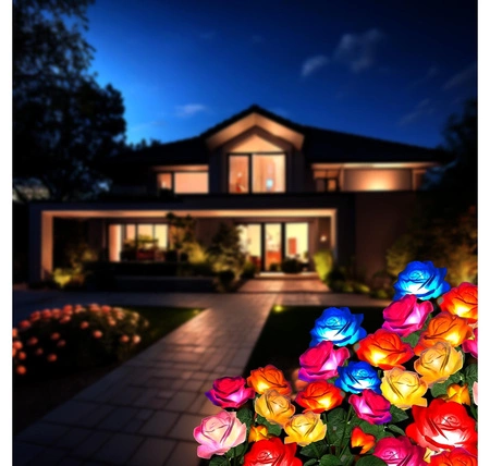 4x Lampa solarna LED ogrodowa wbijana KWIAT ROŻA KOLOROWE Róże LEDLUX LSOL-048 LEDLUX