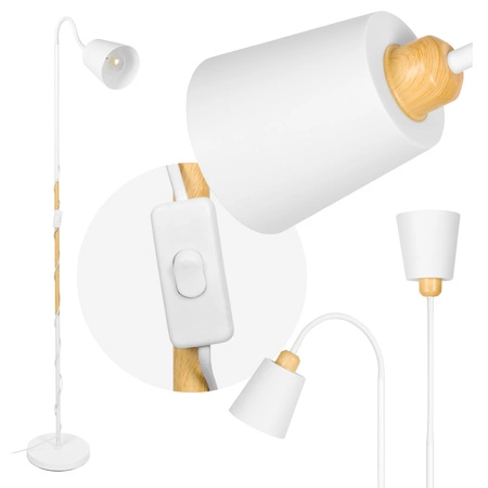 Lampa Podłogowa stojąca LED E27 nowoczesna Biała Regulowana do salonu Loft LPD-004 E27 LEDLUX