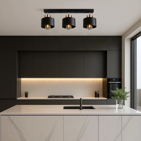 Lampa Sufitowa LX- 1031 Czarna + Miedź 3x E27 LEDLUX