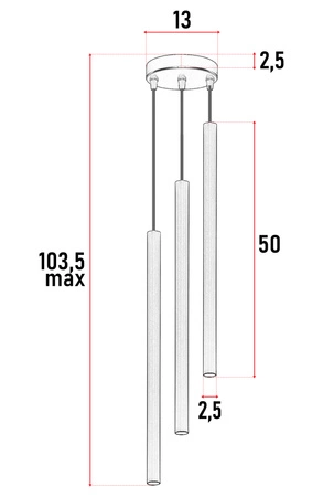 Lampa Sufitowa Wisząca Plafon Żyrandol Tuba Sopel Czarna 3x G9 Modern LX-1144 LEDLUX