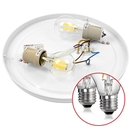 Plafon Lampa Sufitowa LX- 923 Biała- Srebrna 2x E27 LEDLUX