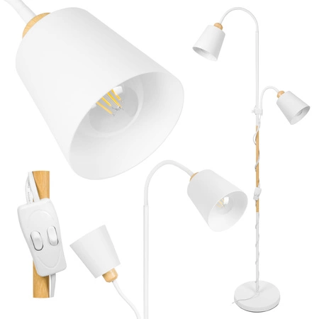 Lampa Podłogowa stojąca 2xE27 nowoczesna Regulowana do salonu Loft LPD-005 WHITE E27 LEDLUX