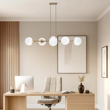 Lampa Wisząca Sufitowa Plafon Żyrandol Beżowa Ecru Kaszmir Loft Edison 6x E27 LX1403