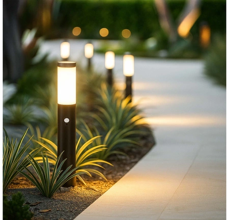 Lampa Ogrodowa Stojąca LED Słupek Zewnętrzny Oświetleniowy E27 LX-710 BLACK 65cm PIR