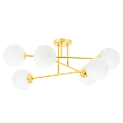 Lampa Sufitowa Wisząca Złota Biała Mleczne Szklane Kule Loft E27 NowoczesnaLX- 1405 Złota 6x E27 LEDLUX