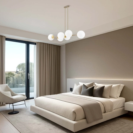 Lampa Wisząca Sufitowa Plafon Żyrandol Beżowa Ecru Kaszmir Loft Edison 6x E27 LX1403