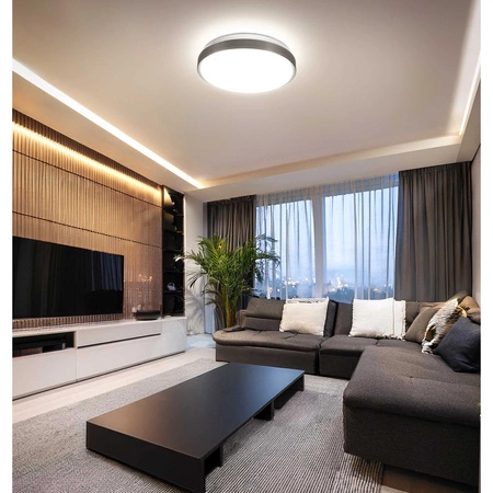 Zestaw Plafon Lampa Sufitowa LX- 923 Biały- Srebrny + 2x Żarowka LED E27 A60 10W=100W 1000lm biała neutralna 4000K LEDLUX