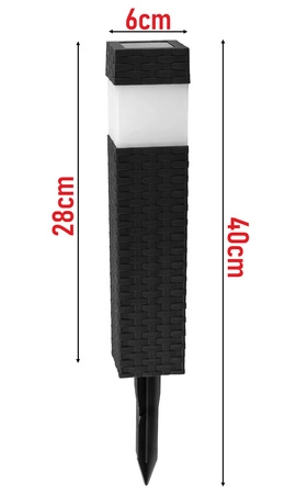 Lampa Solarna LED Wbijana Ogrodowa Słupek Czujnik Zmierzchu Czarna Rattan LSOL-030 LEDLUX