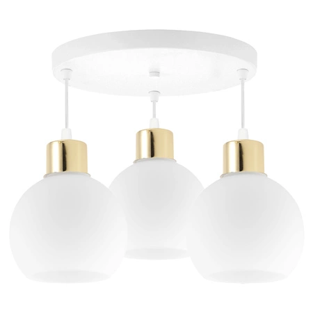 Lampa Sufitowa Wisząca Plafon Żyrandol Złota Szklana kula Mleczna 3x E27 LX-1045 LEDLUX
